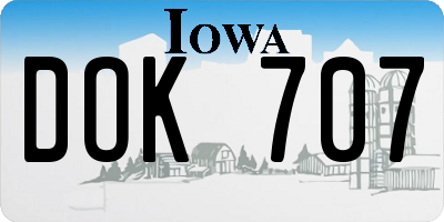 IA license plate DOK707