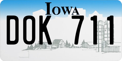 IA license plate DOK711