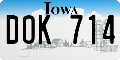 IA license plate DOK714