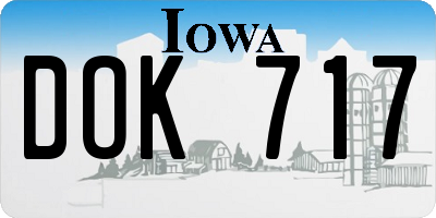 IA license plate DOK717