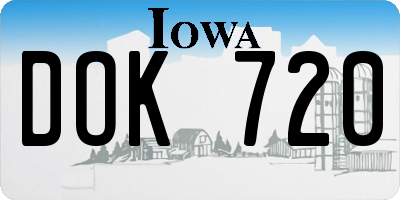IA license plate DOK720