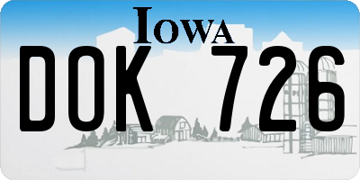 IA license plate DOK726