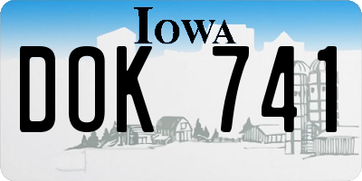 IA license plate DOK741