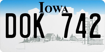 IA license plate DOK742