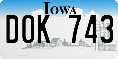 IA license plate DOK743