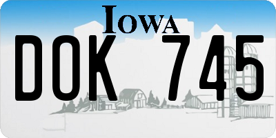 IA license plate DOK745
