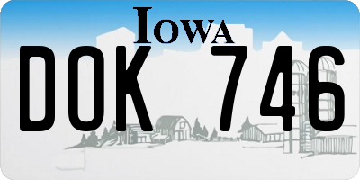 IA license plate DOK746
