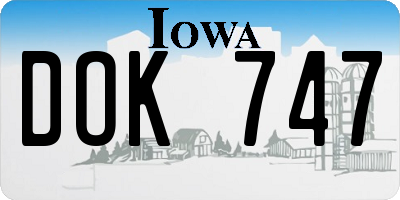IA license plate DOK747