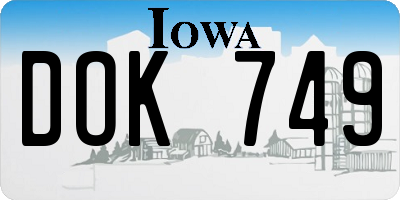 IA license plate DOK749