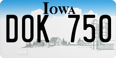 IA license plate DOK750
