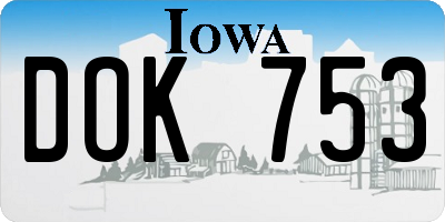 IA license plate DOK753