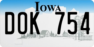 IA license plate DOK754