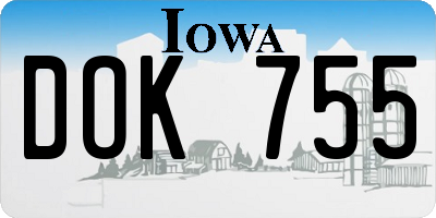 IA license plate DOK755