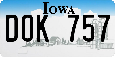 IA license plate DOK757