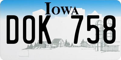 IA license plate DOK758