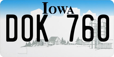 IA license plate DOK760