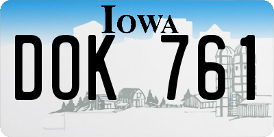 IA license plate DOK761