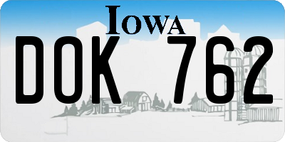 IA license plate DOK762