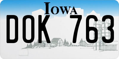 IA license plate DOK763