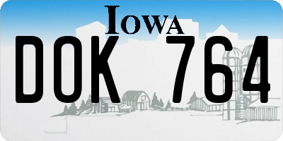 IA license plate DOK764