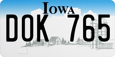 IA license plate DOK765