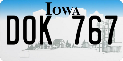 IA license plate DOK767