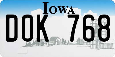 IA license plate DOK768