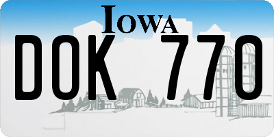 IA license plate DOK770