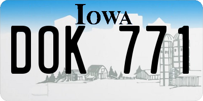 IA license plate DOK771