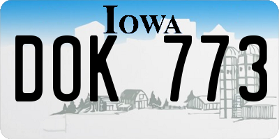 IA license plate DOK773