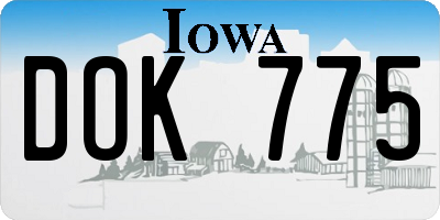 IA license plate DOK775