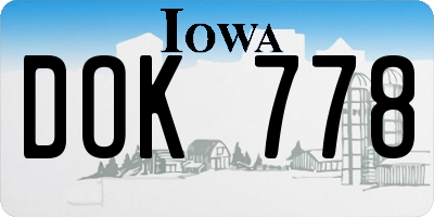 IA license plate DOK778