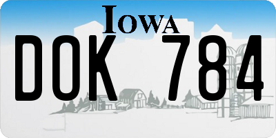IA license plate DOK784