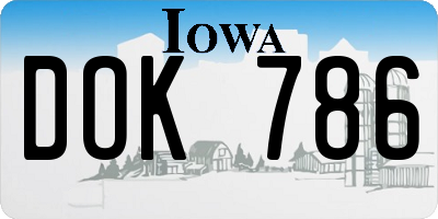 IA license plate DOK786