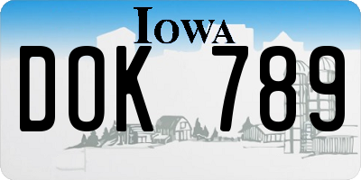 IA license plate DOK789