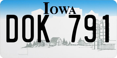 IA license plate DOK791