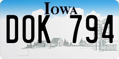 IA license plate DOK794