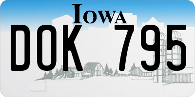 IA license plate DOK795