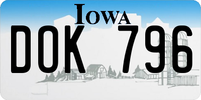IA license plate DOK796