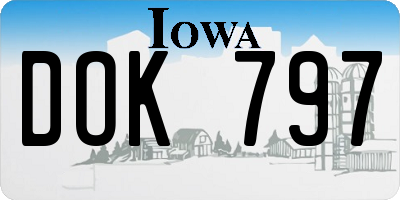 IA license plate DOK797