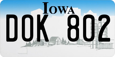 IA license plate DOK802