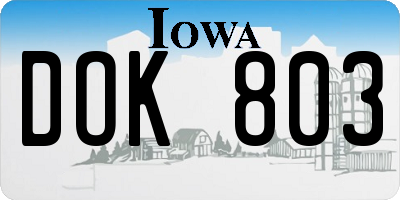 IA license plate DOK803