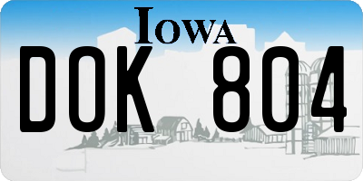 IA license plate DOK804