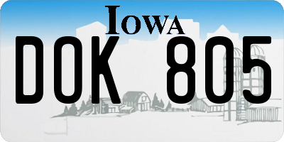 IA license plate DOK805
