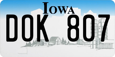 IA license plate DOK807