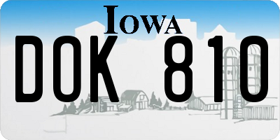 IA license plate DOK810