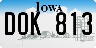 IA license plate DOK813