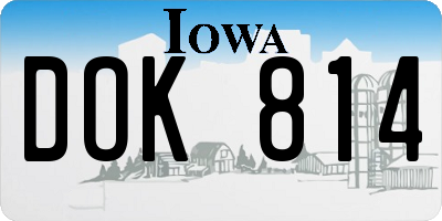 IA license plate DOK814