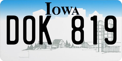 IA license plate DOK819