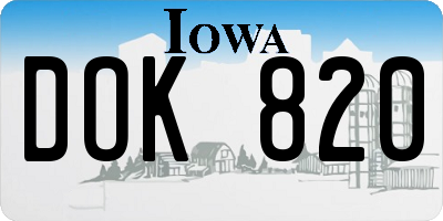 IA license plate DOK820